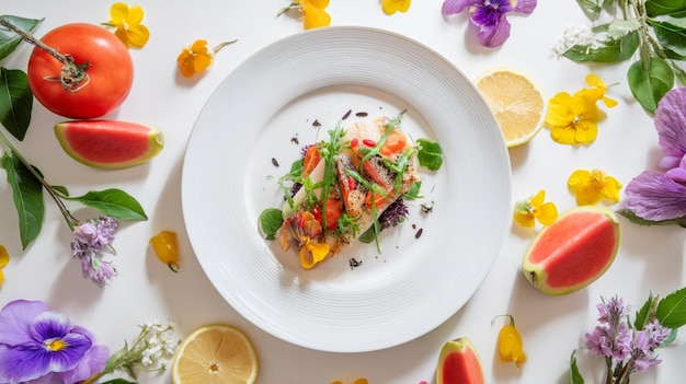 Plato principal con ingredientes frescos